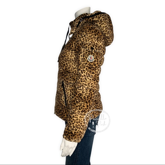 Moncler Bady Cheetah Print Hooded Down Coat Puffer - Picture 11 of 17